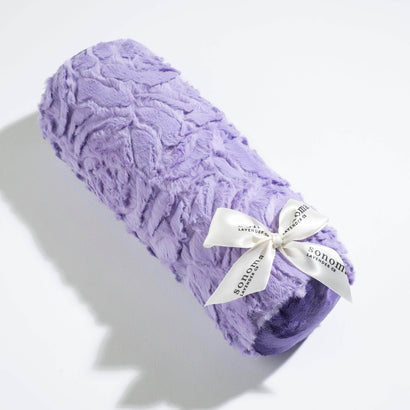Plush lavender bolster with white bow | therapeutic neck roll | Sonoma Lavender