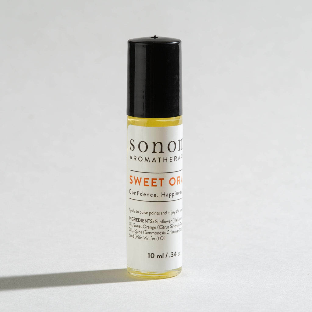 Sweet Orange Essential Oil Rollerball (10ml) – A vibrant and uplifting blend of sweet orange essential oil in a convenient rollerball applicator, perfect for on-the-go relaxation and mood boosting.