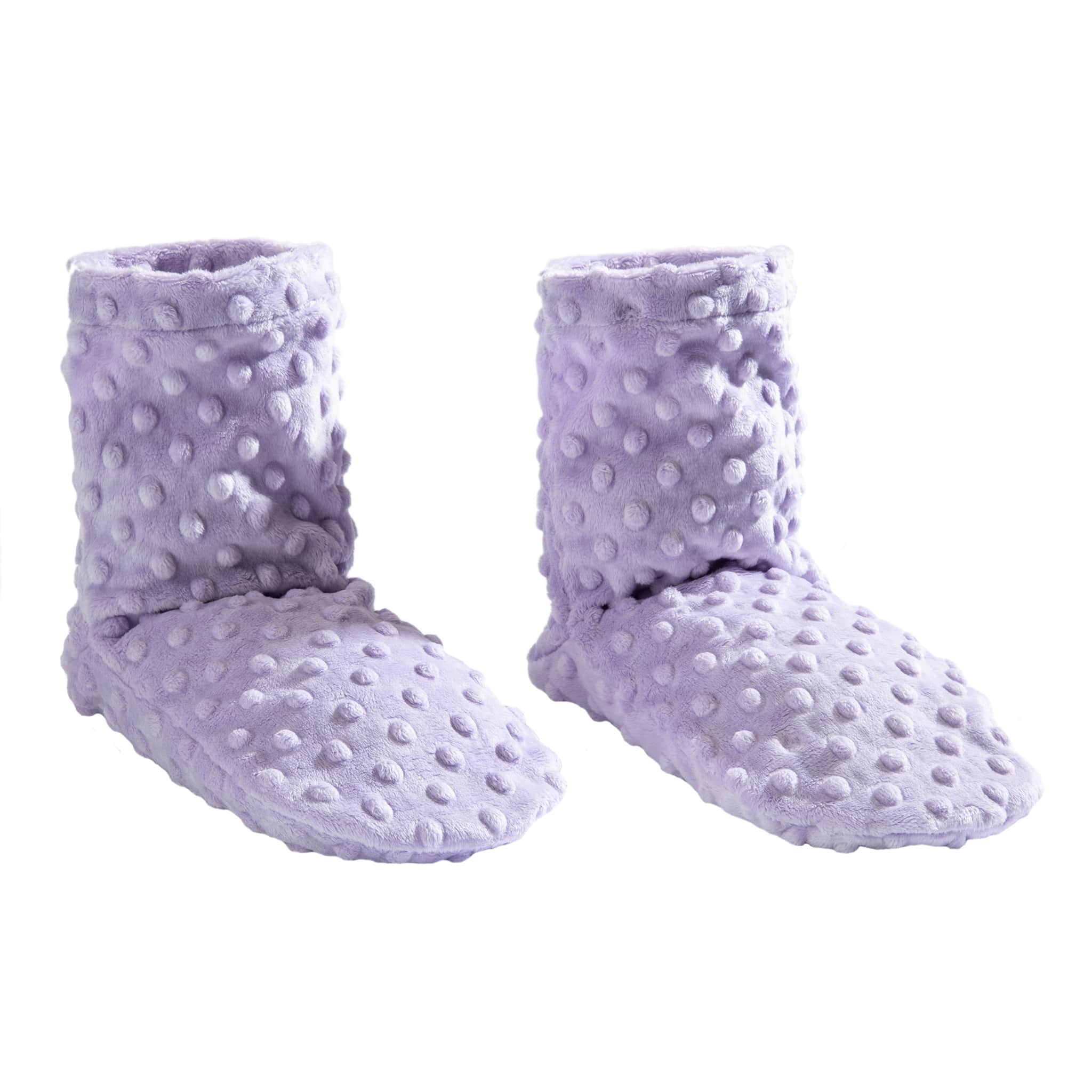 Lavender Spa Booties in Classic Lilac Dot Fabric
