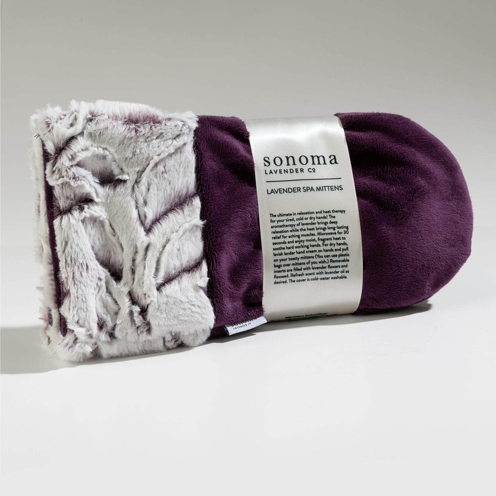 Lavender Spa Mittens in Iced Plum Fabric