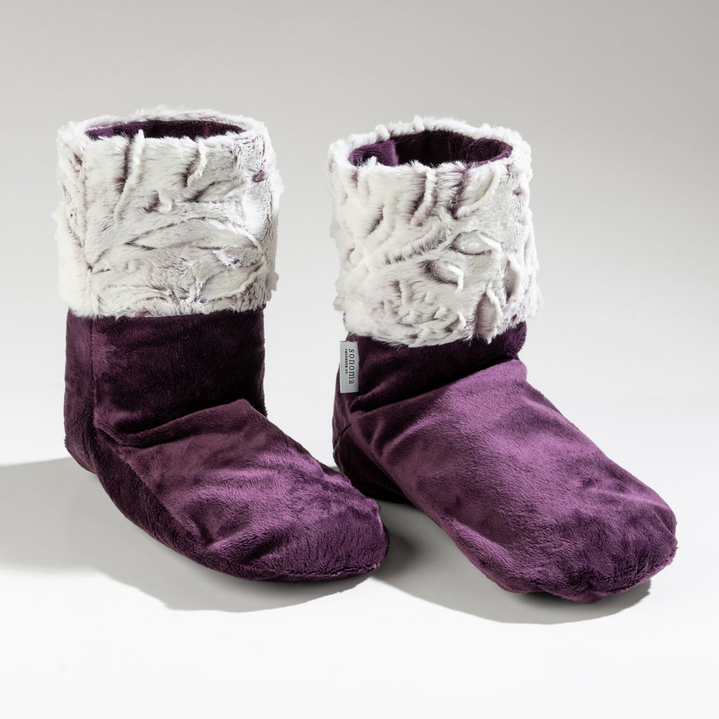 Lavender Spa Booties in Iced Plum Fabric