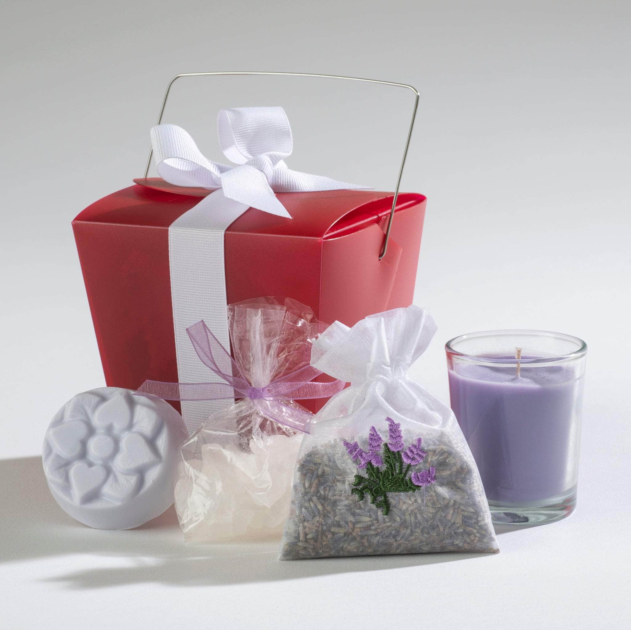 Red Take-Out Gift Box of 4 Lavender Treats