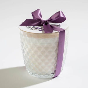 Fragrant Lavender Candle in Round Diamond Glass - Ivory Wax