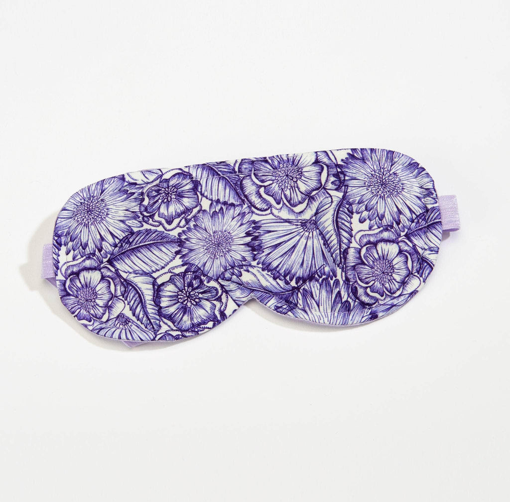 Lavender Sleep Mask in Purple Bouquet Satin