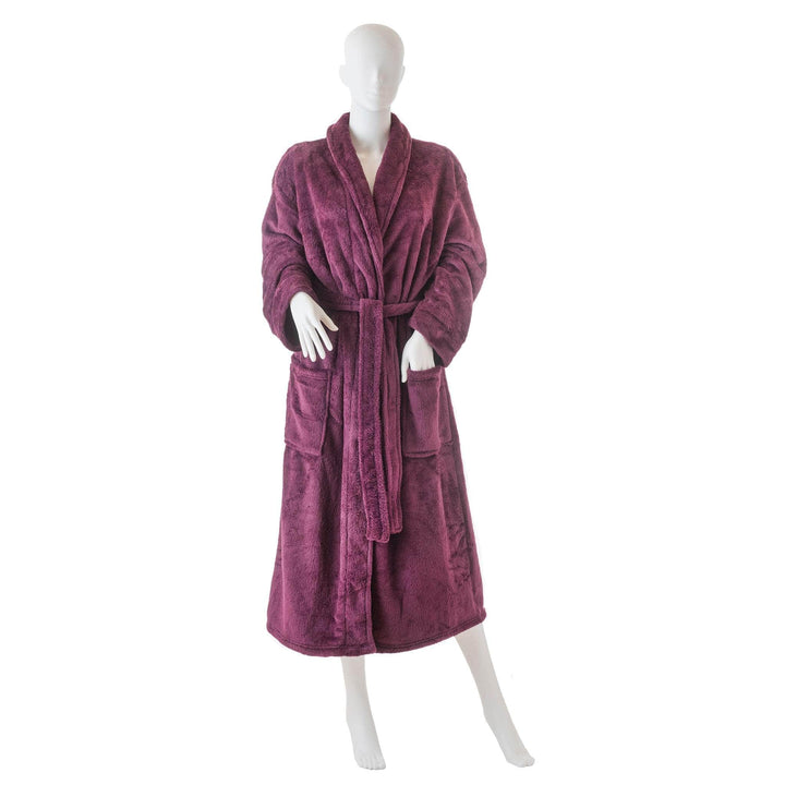 Ultra-Luxe Soft &amp; Cozy Plush Shawl Robe in Rich Plum