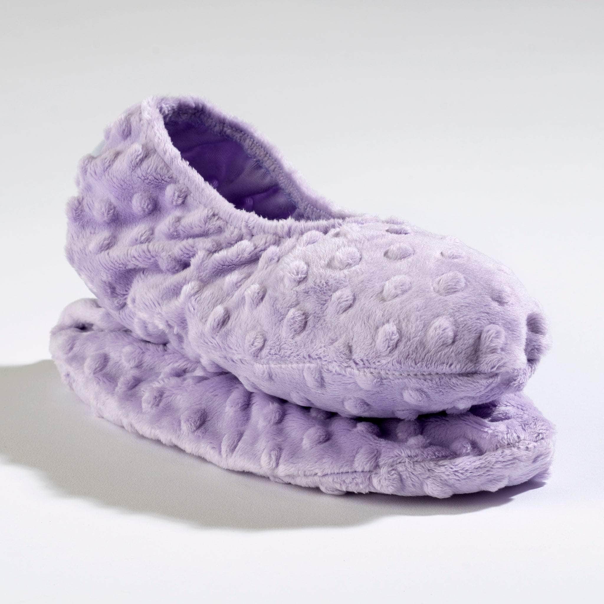 Luxuriously soft lavender footies—warm, scented comfort for the ultimate at-home spa experience for tired feet.