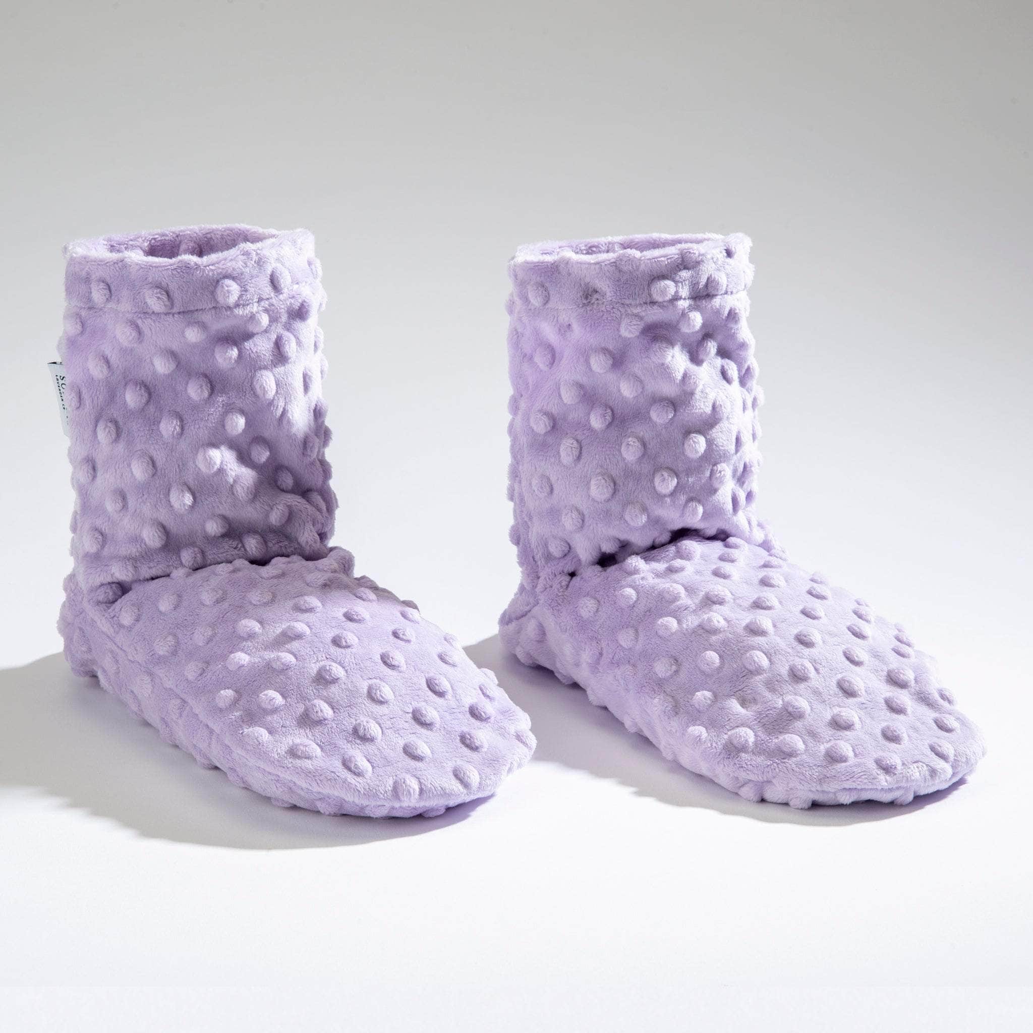 Lavender Spa Booties in Classic Lilac Dot Fabric