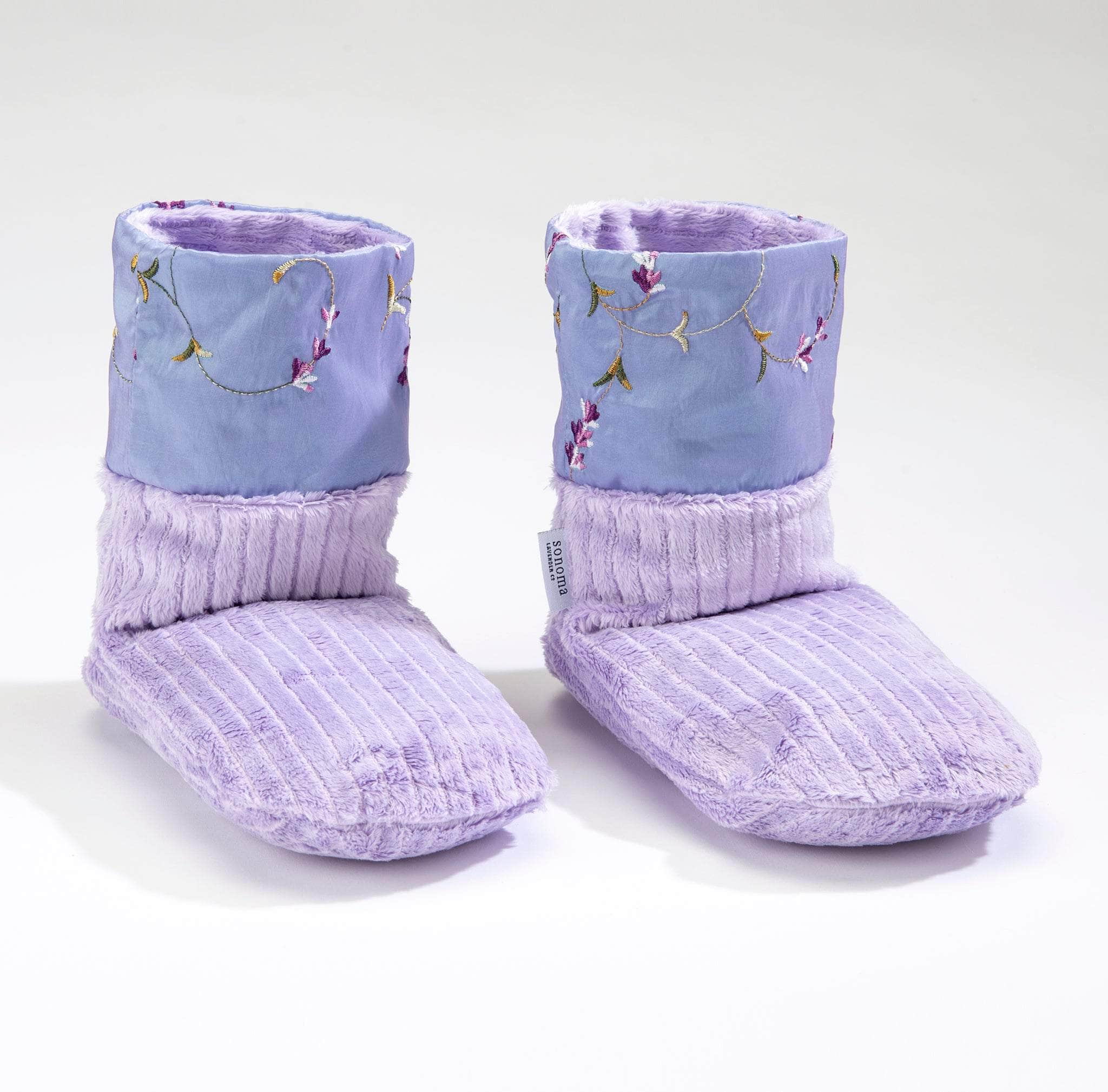 Lavender Spa Booties with Embroidered Lilac Cuffs