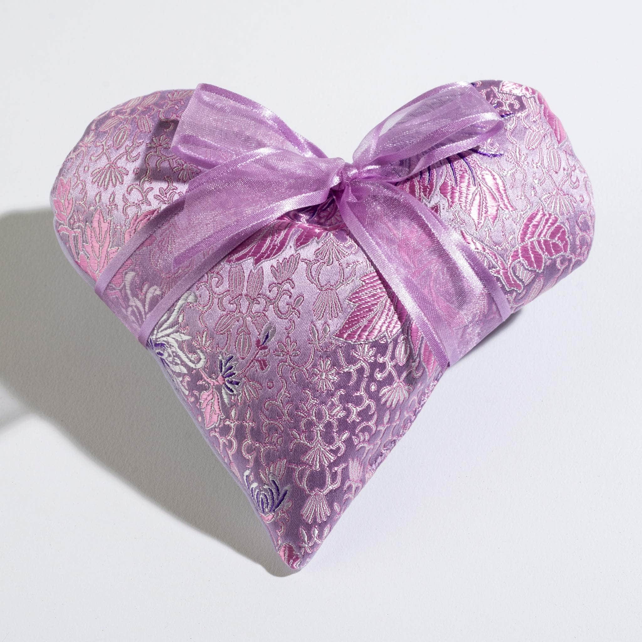 Lavender Heart Sachet in Chrysanthemum Brocade Fabric